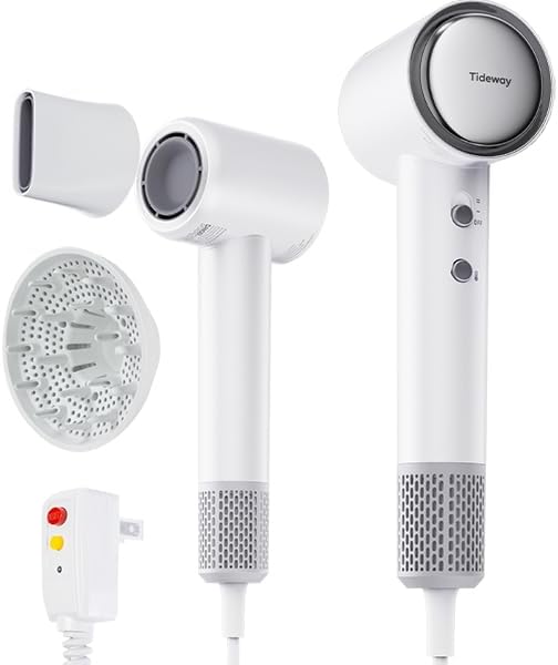 Tideway Hair Dryer with Diffuser, 1500W Brushless Motor, low-noise