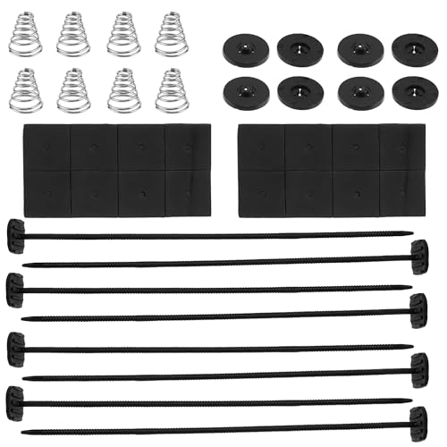 2 Sets Universal Electric Fan Mounting Kit, Radiator Fan Zip Ties & Transmission Cooler Mounting Kit, Heat Resistant Cooler Tie Down Kits with Springs & Foam Pads for Automotive Cooling System