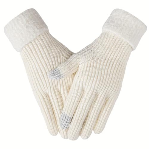 Pleneal Winter Gloves for Women, Warm Touchscreen Texting Knit Fleece Lined Thermal Glove for Cold weather