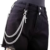 Pants Chain for Men Women Halloween Costumes Cross Jeans Chains Shorts Chains Goth Accessories Punk Hip Hop Wallet Chain Silver
