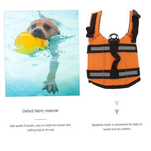 Toyvian Warnschwimmweste für Welpen kleine Hunde, Reflektierende Streifen Atmungsaktiv Haltegriff D-Ring Leinenbefestigung Strand Wasseraktivitäten