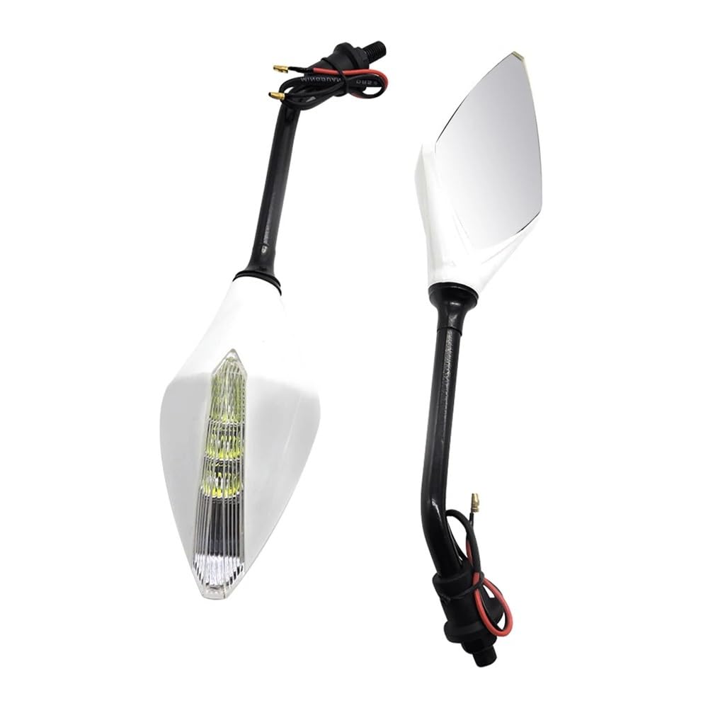 Espejos retrovisores de barra para moto de 10mm con luz intermitente ámbar integrada 8