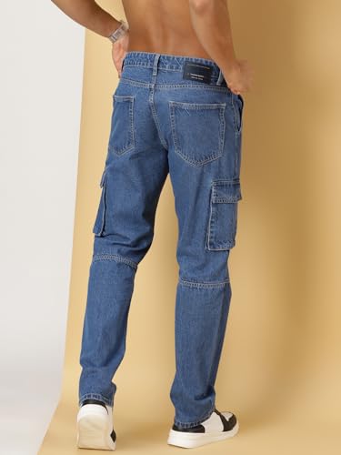 Image of Thomas Scott Men Mid Rise Relaxed Fit Cargo Jeans