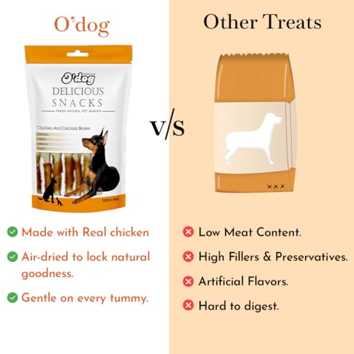 Image of Pets Empire O'Dog Tasty Yummy Healthy Chicken and White Calcium Bone Treats for Dog (100 gm) Pack of (1)