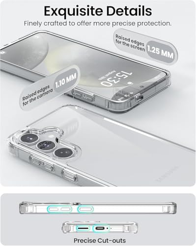 Image of Xmon Designed for Samsung Galaxy S25 Case Clear - [Non-Yellowing] [15FT Military-Grade Drop Protection] - Shockproof, Scratch-Resistant, Slim Transparent Phone Cover Galaxy S25