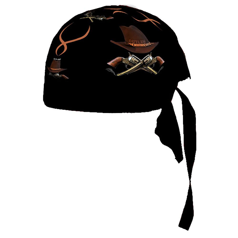 MotohogUnisex Headwrap, Polyester Biker Bandana, Moisture Sweat Wicking Skull Caps Doo Rag, Helmet Liner, Patka, Durag, Outdoor Head Wear, Cycling & Running Headband, Cowboy, Free Size