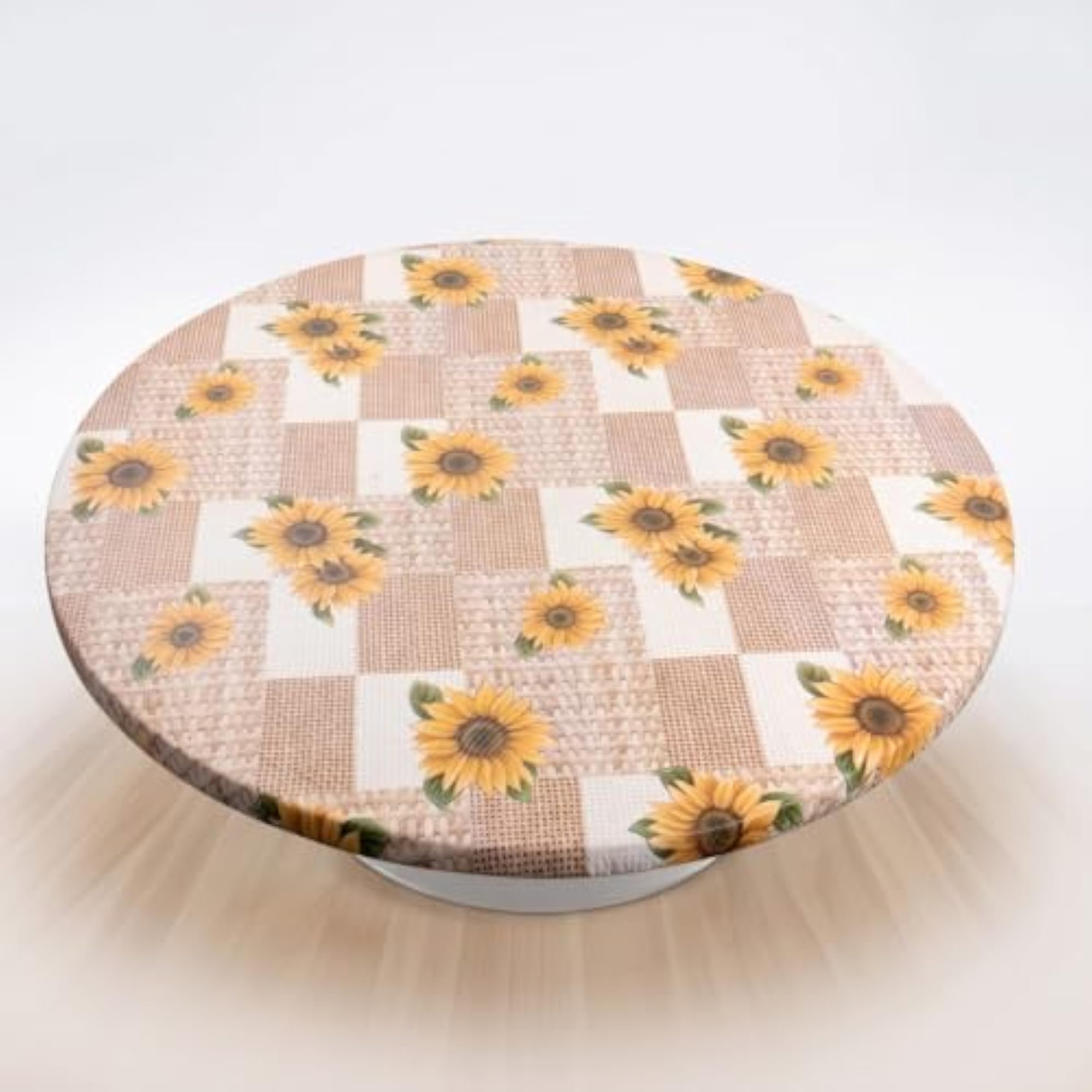 Elasticized Round Fitted Tablecloth with Elastic Edge