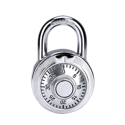 Image of Combination Lock, LQYN Standard Dial Combination Lock, Pack of 1; Silver Turnplate, 2 in. Wide, Fixed Three Digital Combination, for School, Gym & Locker, Toolbox, Gate