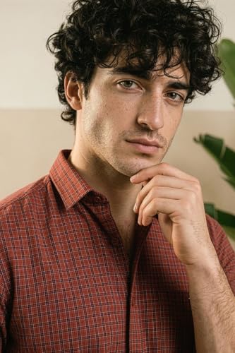 Image of Louis Philippe Men's Slim Fit Premium Cotton Easy Care, Soft Handfeel Full Sleeve Checks Casual Shirt