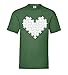 Generisch Puzzle Corazón Hombre Camiseta - shirt84 - Verde Botella, 3XL