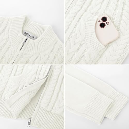Image of GRACE KARIN Girls Knit Cardigan Sweater Zip Long Sleeve Kids School Uniform Fall Jacket Size 6-14