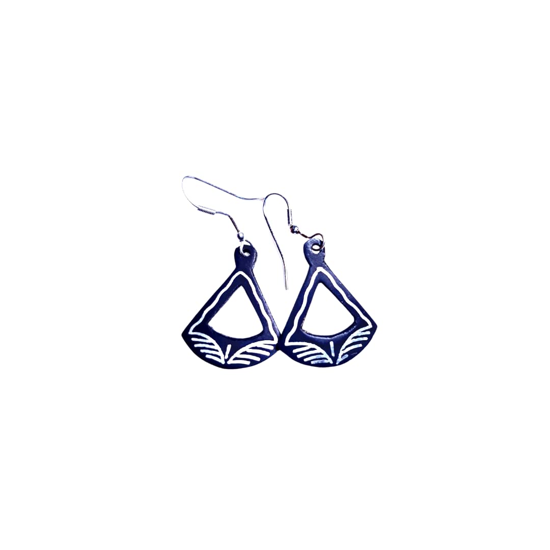 INDIA OF HANDICRAFTS - Handcrafted Antique Bidri Art Triangular Shape Earrings - Black Stylish Earrings for Women - Silver Inlay Work (B0BLLSH1MV) Amazon Price History, Amazon Price Tracker