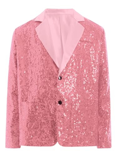 Linjinx Kids Girls Sequin Blazer Jacket Coat Long Sleeve Button Down Lapel Suit for Hip Hop Jazz Dance Performance3