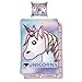 Produktbild SkyBrands Bettwäsche Unicorn Emoji Einhorn Bunt Renforcé 135 cm x 200 cm