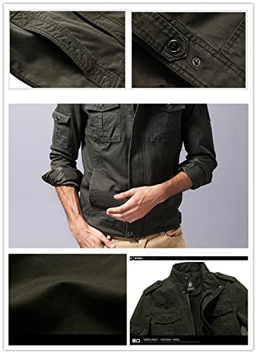 MERCIYD Veste demi-saison militaire pour homme Col montant Veste d'aviateur en coton bomber Plusieurs poches Veste militaire - Image 8