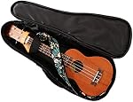 MUSIC FIRST Original Desgin Canvas "Dark Night Garden" Floral Concert Ukulele Case, Ukulele Bag, Ukulele Backpack (Suitable for 23-24 inch Concert Ukulele)