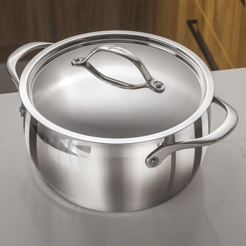 Lagostina Orchestra Deep Casserole Dish with Lid and Two Handles in Stainless Steel 18/10 Diameter 26 cm, Lagotherm Bottom 3 Layers, Mirror Effect Exterior and Interior Satin, for All Heat Sources