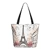 DWVTSLH French Paris Tour Eiffel Tower Tote Bag for Women Large Shoulder Bag with Zipper Travel Handbag with Pockets Reusable Shopping Bag Aesthetic Beach Bag #1