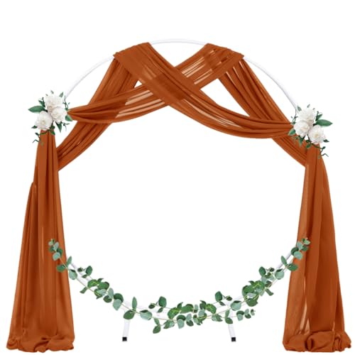 Image of Socomi Wedding Arch Draping Fabric 2 Panels 29 inch x 19Ft Terracotta Sheer Chiffon Curtain Drapes 6 Yards for Wedding Ceremony Birthday Party Decoration