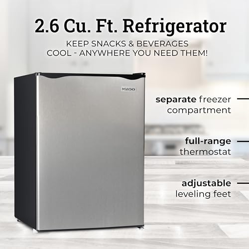 Image of Igloo 2.6 Cu.Ft Mini Fridge with Freezer, Platinum