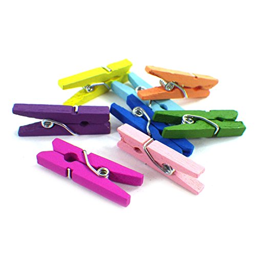 100 kleine mini Zierklammern Dekoklammern Klammern Holz Wäscheklammern...