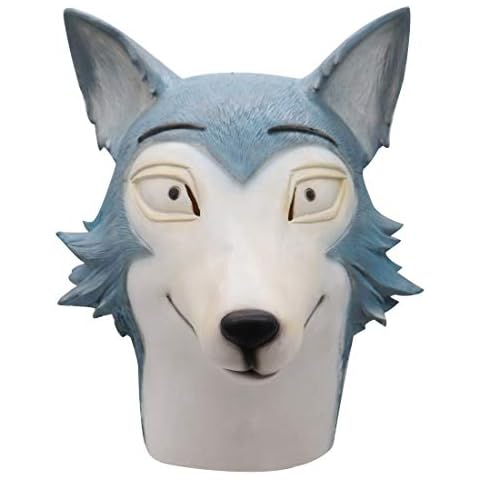 Beastars Legoshi Mask Wolf Full Face Headset Cosplay Headgear Prop Latex Blue Cover
