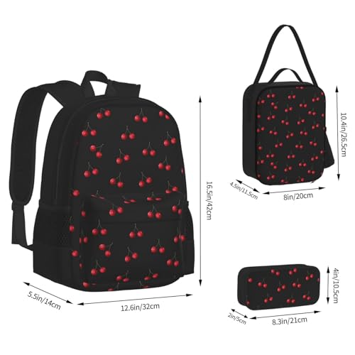 Cherry Black Backpack 3PCS Backpack Set 17 IN Computer backpack Laptop Backpack4