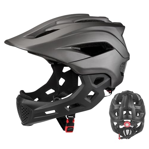 Kustimantu Casco Integral Bicicleta Infantil - Visera con 13 Ventilaciones de Refrigeración - Casco de Moto para Moto Todo Terreno Motocross, Quad, Carreras, Deportes, Carretera, Moto de nieve, Ciudad