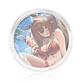 灰皿 ウマ娘 ダイワスカーレット たばこ灰皿 ガラス 丸型 タバコ固定 ガラス 透明 デザイン 滑り止めパッド付 インテリアグッズ デスク装飾 洗いやすい 喫煙具 オフィス 飲食店 タバコ用 業務用 プレゼント 8.5*3.5cm