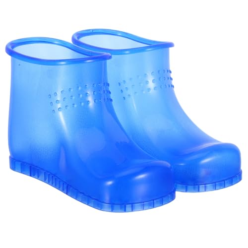 HONMEET Cubo para Lavar los Pies en Casa 1 Par Botas Portátiles de Plástico Azul Talla Grande hasta 45 Masaje Relajante Spa Baño de Pies Profunda para Pedicura y Cuidado Personal