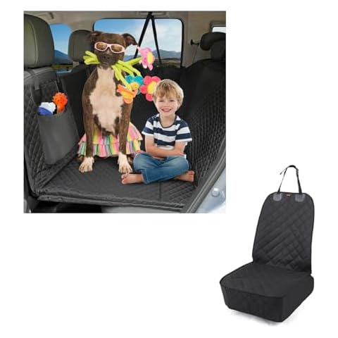 Honest Hard Bottom car seat Cover for Dogs, Standard & Dog Car Front Seat Cover, Dog car seat Protector with Side Flap Pet Backseat Cover, Black Cover