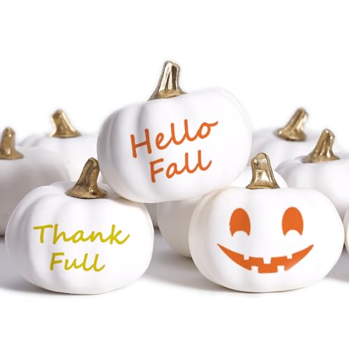 Osfvn Pumpkin Decor White Set of 12 Harvest Thanksgiving Fall Decoration - image 2