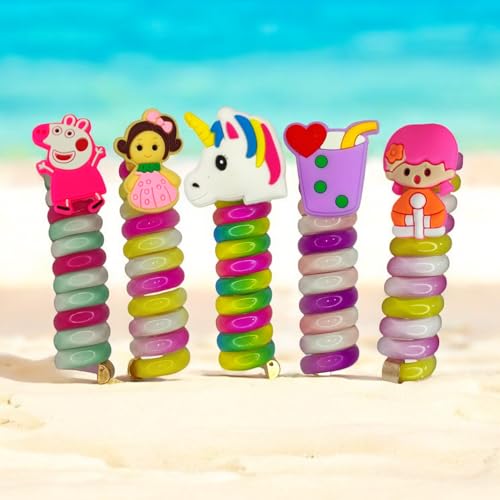 Image of Elina Telephone Wire Fancy Sprial Hair Band Ties Spring Braids Ponytail Holder Cute Cartoon Accessories Elastic Bow Knot for Girls,Kids, Baby and Women (Pack of 3)(Multicolor)