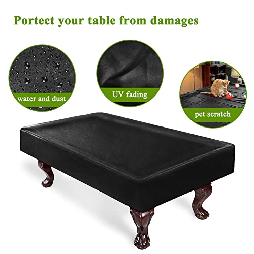 Icover Outdoor Pool Table Cover Waterproof Heavy Duty Leatherette Cover For Billiard Table 8 Feet Black #TOP3