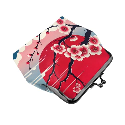 Pu Leather Buckle Coin Purse Japan-Cherry-Sun Girls Kiss-Lock Change Purse Wallets3