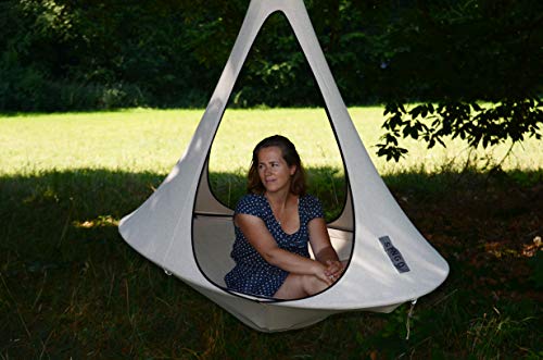 Image of Vivere Cacoon Hanging Songo Chair- Indoor /Outdoor Olefin Canvas- 440 lb Capacity (Sand)