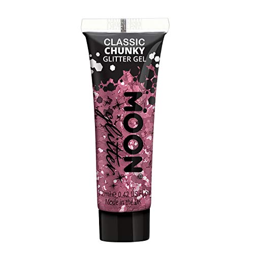 Gel mit klassischem grobkörnigen Glitter von Moon Glitter - 12ml - Rosa - Glitzer Gesichtsfarbe