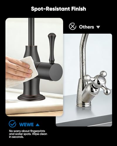 Image of WEWE Vintage Drinking Water Faucet, Lead-Free Stainless Steel Kitchen Water Filter Faucet for Reverse Osmosis System, Non-Air Gap RO Beverage Faucet, Oil Rubbed Bronze