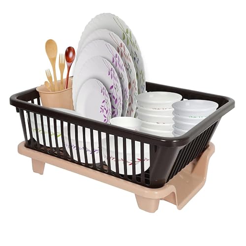 Rylan Plastic Durable Kitchen Drainer Dish Rack Organizer/Drying Tray, Dish Rack with Drying Tray (Brown & Beige, 45 x 32 x 18 cm, Dish Rack Br&B)/- (B0CVXRVDXG) Amazon Price History, Amazon Price Tracker