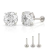 [MIYEKI] 純チタン ピアス 医療用 つけっぱなし セカンド F136 チタン グラデーション バラ 軟骨ピアス 金属アレルギー対応 ネジ式 18g 落ちない 様々な長さ セカンド 1ペア男女兼用 (クリアバラ)