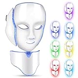 Mascarilla LED MÁScara De Terapia De Luz De 7 Colores, Antienvejecimiento, Ajuste, CicatrizaciÓN, Belleza Blanqueadora Mascarilla LED con Instrumento De MÁScara De Cuello, Mejor Regalo