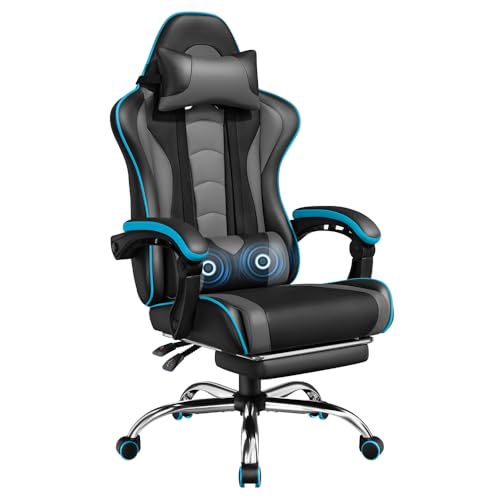 Yaheetech Gaming Stuhl Ergonomischer Gaming Sessel mit Massagefunktion Computerstuhl mit Fußstütze Bürostuhl 90-135° Rückenlehne verstellbar Gamer Stuhl für für Homeoffice und Gaming Schwarz/Grau Yaheetech Gaming Stuhl Ergonomischer Gaming Sessel mit Massagefunktion Computerstuhl mit Fußstütze Bürostuhl 90-135° Rückenlehne verstellbar Gamer Stuhl für für Homeoffice und Gaming Schwarz/Grau