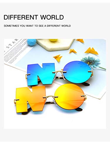 Image of ENTHYI Letter NO Party Rimless Irregular Design Sunglasses For Men /Women UV400 Streetwear Eyewears