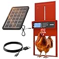 Okkobi Automatic Chicken Coop Door Solar Powered - LCD Display - Chicken Coop Door with Remote Control, Light Sensor & Timer - Security & Peace of Mind: Anti-Pinch Function - 5-Year Protection - Red