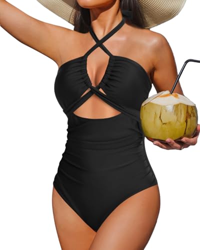 Women's One Piece Swimsuit - Sexy Cutout Bathing Suit Tummy Control Criss Cross Swimwear 2025