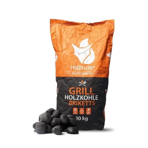 HEIZFUXX Grillholzkohlebriketts 10kg 1 Paket - Grillbriketts Grillkohle...