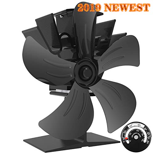 KINDEN Wood Stove Fan 5-Blade - Heat Powered Log Burner Increases 80% More