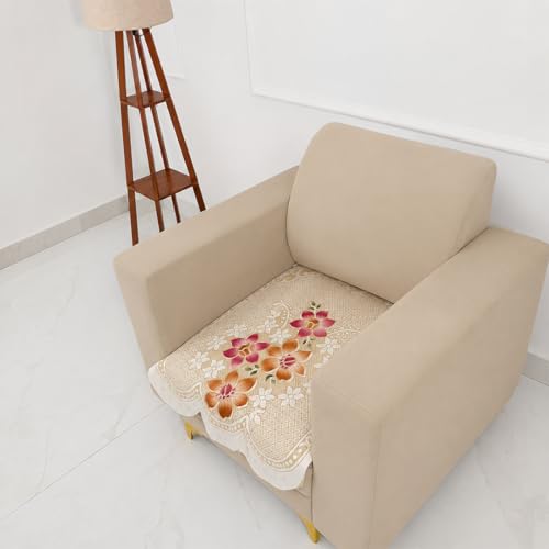 Image of Homerz Premium 'Surya Series' Sofa Cover | Stylish Sofa Protector | Net Fabric | Anti-Stain & Washable Slip Cover Exact Size Antislip (Exclusive Yellow, 1 Seater, Only Seat Cover)