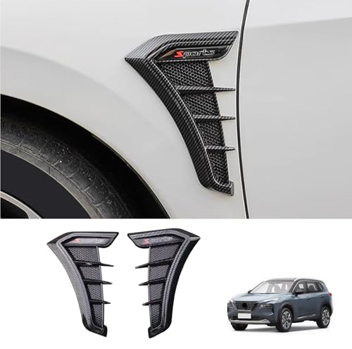 JIEOSDIN Car Accessories Side Door Air Flow Fender Vent Outlet Cover Trim Decor Sticker Compatible with Nissan New Rogue 2021 2022 2023 (Carbon Fiber Style) 2PCS ABS