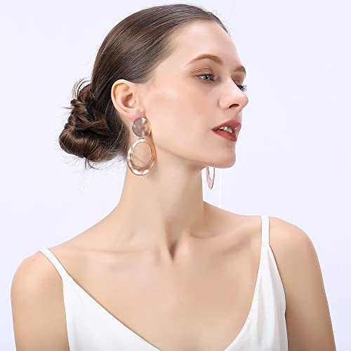 Matte Silver Harmmered Disc Hoop Earrings For Women Big Dangle Clip Earrings For Women Girls Gift #TOP3
